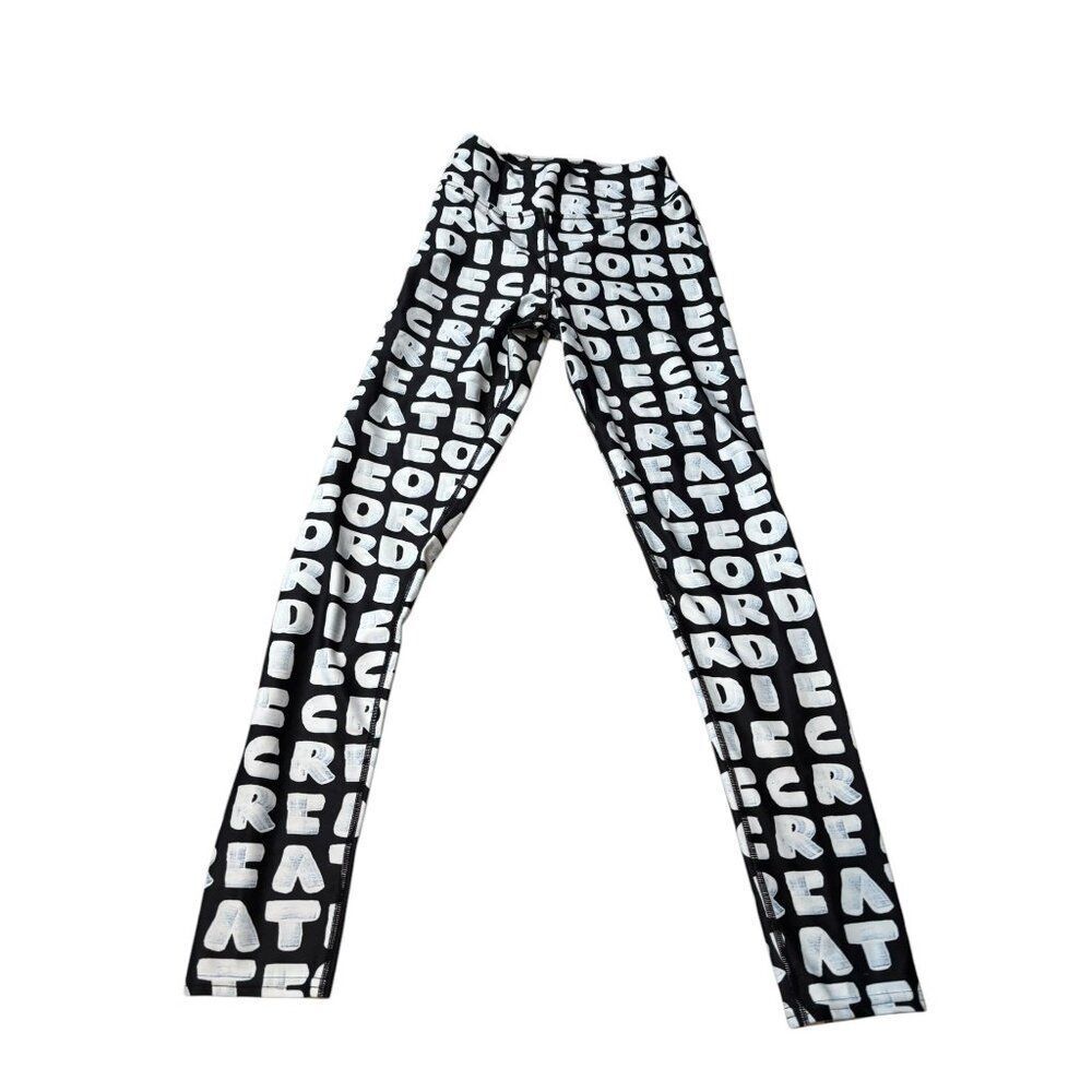 Black & White Alphabet Pattern Leggings - Medium